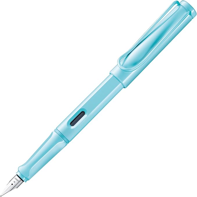 LAMY safari aquasky - Fountain Pen with ergonomic grip & polished steel nib in size EF - ideal for any Writing & Calligraphy - including LAMY T 10 blue cartridge - Right-Handed