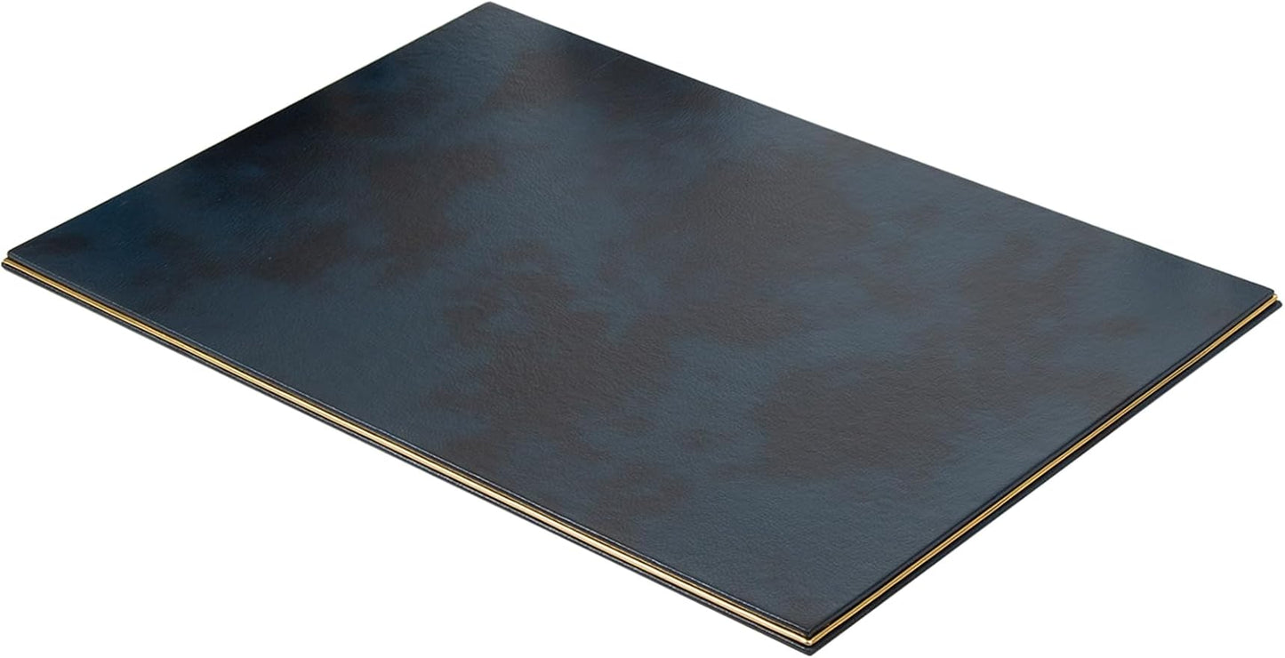 Cloud Luxury Leather Desk Set – 10 Piece Executive Desk Organizer with Desk Pad, Double Document Tray, Pen Holder, Memo Holder, Business Card Holder & Phone Stand – Gold Office Accessories (Navy Blue)