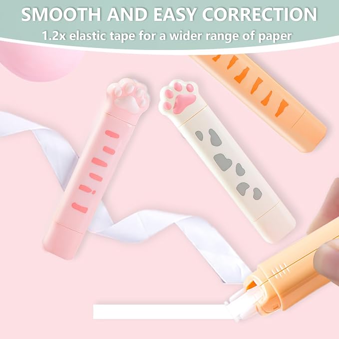 2 in 1 Correction Tape and Double Sided Tape Roller, Cute Quick Dry Japan White correction tape,with Permanent Double Sided Adhesive Tape Roller,for School Office Supplies