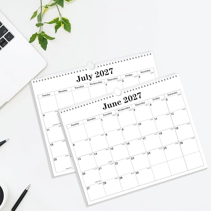 Calendar 2026-27 - Calendar 2026-2027 from July 2026 to December 2027, Spiral Binding Hanging Wall Calendar 2026 for Home/Office, 8.5" x 11", Black