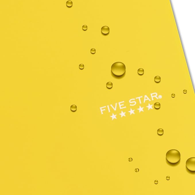 Five Star Spiral Notebook + Study App, 5 Subject, Wide Ruled Paper, 8" x 10-1/2", 200 Sheets, Fights Ink Bleed, Water Resistant Cover, Harvest Yellow (73469)
