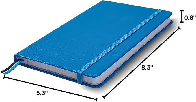 Minimalism Art, Premium Hard Cover Notebook Journal, Classic 5" x 8.3", 122 Numbered Pages, Gusseted Pocket, Ribbon Bookmark, Extra Thick Ink-Proof Paper 120gsm, San Francisco (Plain, Blue)