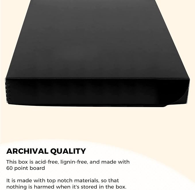 Golden State Art, Clamshell Archival Folio Storage Box 11x17 Inch, Black | Acid-Free Photo Box with Metal Edge Corner, Preserve And Store Paper Documents Cards Prints Arts and Crafts DIY Projects