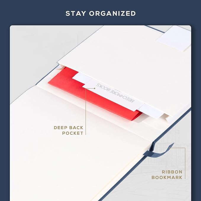 Beechmore Books Square Mixed Media Sketchbook - 8"x8" Professional Art Journal, 160 GSM / 98 lb Ivory Paper, Perforated Pages, Vegan Leather Hardcover, Lay-Flat Design for Drawing & Doodling