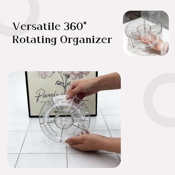 Acrylic Pen Holder, 360 Rotating Pencil Holders & Pen Holders - Multi-Functional Makeup Brush Holder for Desk, Clear Organizer for Cosmetics/Stationery