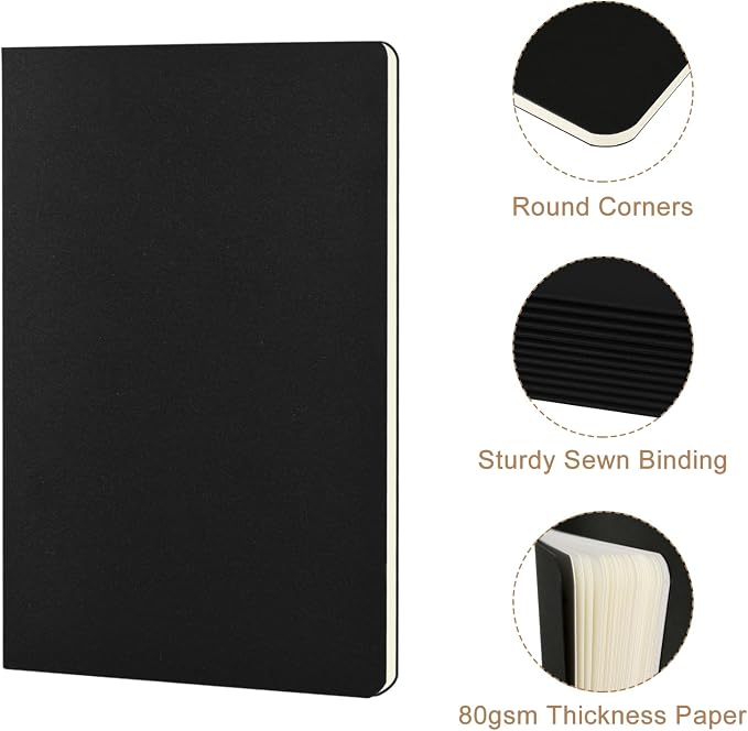 ZCZN 60 Pack Black Pocket Notebooks Bulk, 3.5 X 5.5 Inches Blank Paper Journaling Notebooks, 30 Sheets/60 Pages, Mini Journal Notebooks for Work, Writing, Drawing Memo Notepad(Black Cover)