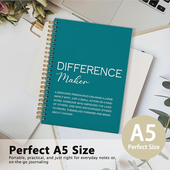 Difference Maker Gift, Difference Maker Definition Spiral Notebook Journal, Motivational Notebooks, Thank You Gifts for Women Men Teacher Coworkers, Spiral Notebook 5.5x8.3(Turquoise)