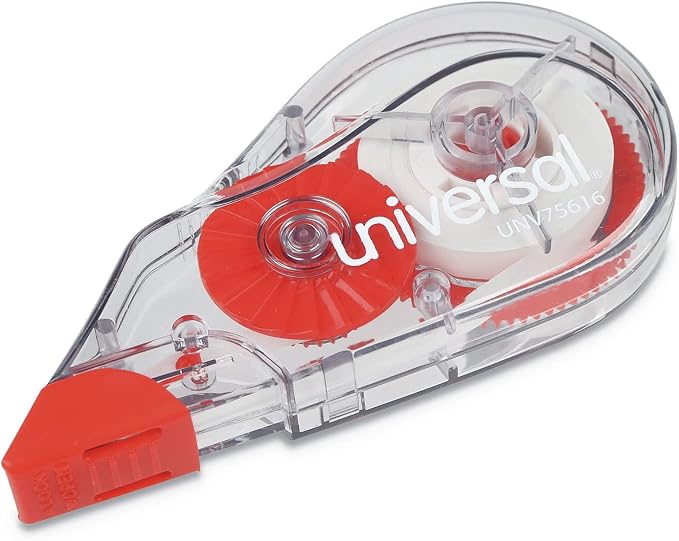 Universal UNV75616 0.2 in. x 315 in. Non-Refillable Correction Tape Dispenser - Transparent/Red (10/Pack)