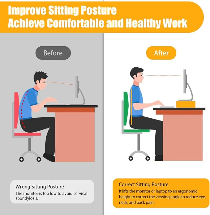 Wood Monitor Stand Riser Computer Laptop Desktop Organizer W/ Drawers + Lock Tray DIY, Desk Drawer Organizers Wood Desk Paper Organizer for Home Office