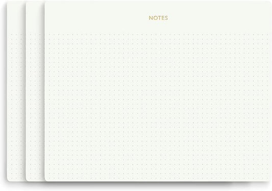 Pinesman - Mouse Pad Notepad for Professionals, 3 Pack, 9.8" x 7.9", 150 Sheets (50 Each), Minimalist, Gold Foiled, Dotted Layout, Executive's Desk Note Pad, To Do List Notepad, Eco-friendly, FSC™ Certified Planner Pad