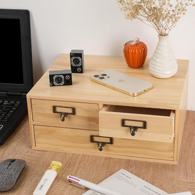 Wooden Storage Box Apothecary Drawers Vintage Wooden Box Wood Desktop Organizer Countertop Drawers Library Card Catalog Cabinet Apothecary Cabinet（WOOD 03）