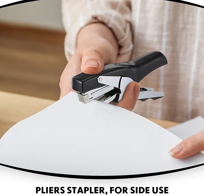 Yexiya 6 Pcs Heavy Duty Plier Stapler Heavy Duty Office Hand Held Staplers Effortless 50 Sheet Capacity Desk Good for Stapling Home Warehouse School, Black
