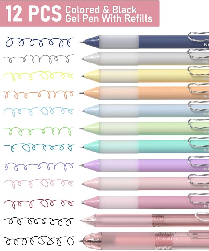 Nicpro 78 Pcs Aesthetic School Supplies with Pen Case, Stationery Set, Pink | 12 Highlighters, 12 Gel Pens, 6 Multicolor Pen, 10 Mechanical Pencils, Back to School Stationery Set for College Essentials