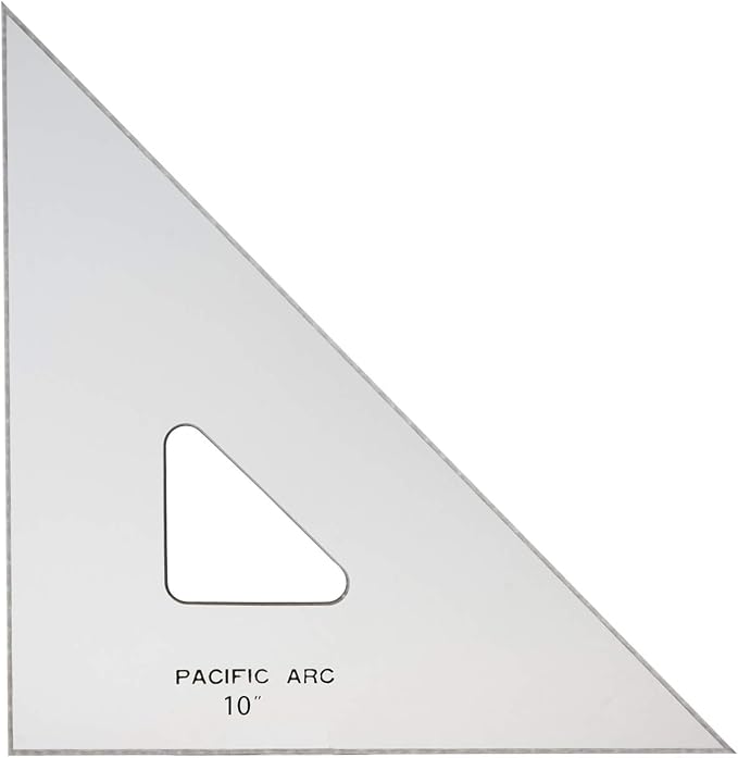 Pacific Arc Drafting Triangle, 10-inch, 45/90 Degrees, w/Inking Edge, Topaz