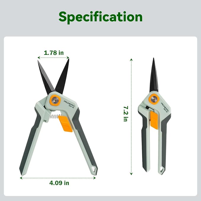 PrunePro Garden Scissors Pruning Shears Sharp Stainless Steel Non-Stick Teflon Coating Blade for Precise Cuts Garden Snip Bonsai Clippers for Plants Rose Flower 3 Pack