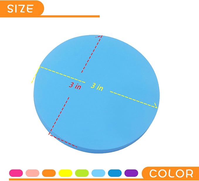 SIMONA Round Sticky Notes 8 Bright Colors, 600 Sheets | Fun Round Shape Self-Sticky Note Pads, 8 Assorted Bright Colors Sticky Notes for Office, School, Family
