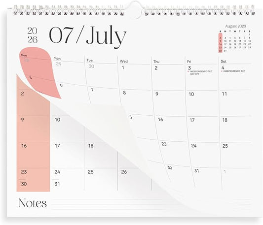 Makaplan Vibrant Arc Horizontal 11x13.5 Inches Wall Calendar 2026-2027, 18 Month Calendar January 2026 to June 2027 Colorful & Fun Monthly Themes