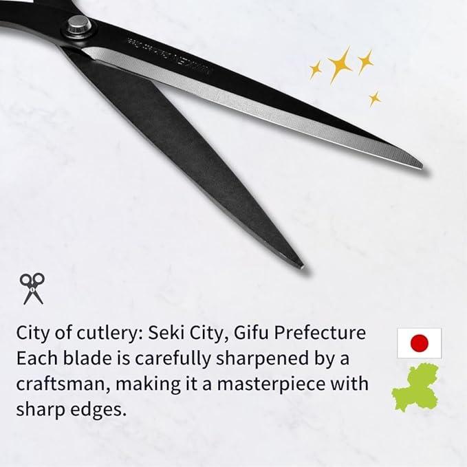Japanese Scissors Fluorine Coating Stainless Steel Blade 7.3 inch | Multipurpose Scissors Seki Japan Office Shears for Cutting Paper Craft Fabric Photos