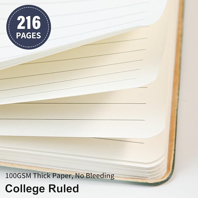 Lined Journal Notebook for Work College Ruled Notebook 5.79" x 8.27" A5 PU Leather Daily Journaling Notebook 216 Pages for Women Men Daily Writing Business School Travel Gift (Dark Blue)