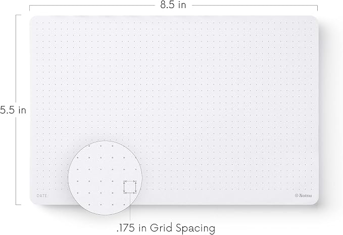 Notsu Dot Grid Desk Notepad, 2 Pack | Tear-Off Landscape Note Pad for Desk, Doubles as Mousepad | Premium Thick Dotted Paper, 50 Sheets, 5.5" x 8.5"