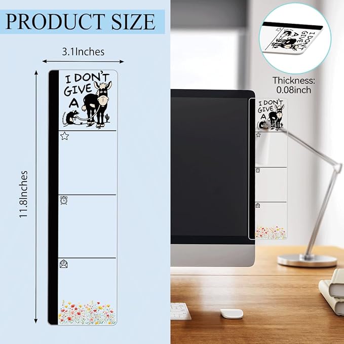 Monitor Memo Board Acrylic Sticky Note Holder Funny Donkey Sarcastic Office Desk Decor with 100 Self Stick Note Pads I Don't Give A Quote