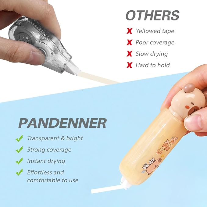 Correction Tape, Mini Retractable Correction Tape Pen, with Aesthetic Cute Capybara Applicator,for Back To School Office Supplies.