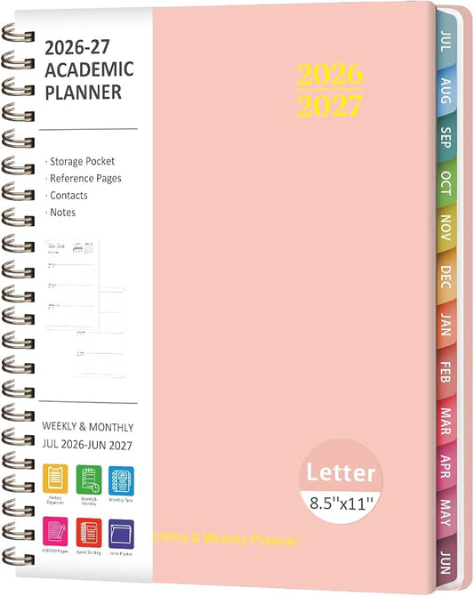 Planner 2026-2027, Weekly and Monthly Academic Planner, July 2026 - June 2027, Hardcover Calendar Agenda Book for School Year Planning, School Supplies for Teacher and Student, Letter Size(8.5'' x 11'')