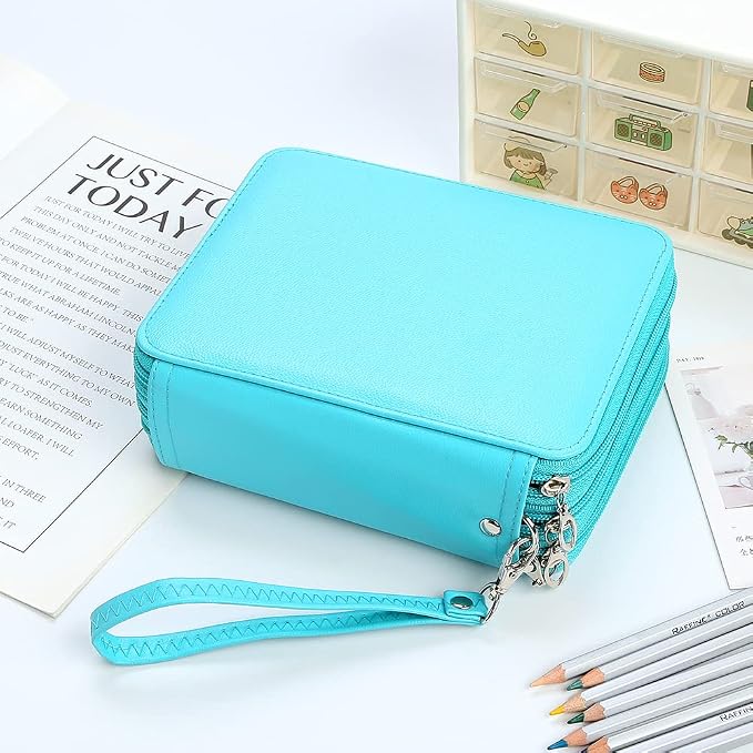 PU Pencil Case - 72 Slots Colored Pencil Case Organizer with Zipper for Watercolor Pens, Pencil Case Organizer for Artist