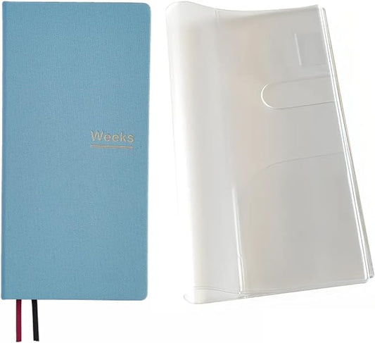 Undated Weekly Planner Notebook Pocket Organizer Appointment Book Journal Notebook A6 Week Plan Notepad (Sky blue with cover)