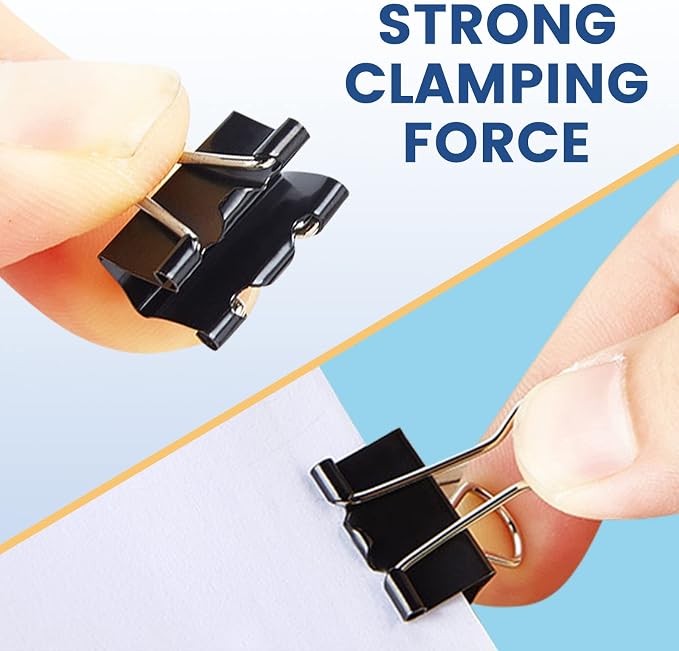 208 PCS Binder Clips Paper Clamps Assorted Sizes Black Metal Bulk Clip | Paper Binder Clip, Black Binding Paperwork Clamp, School Teachers Office Supplies