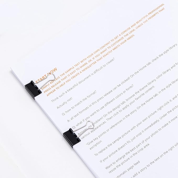 Amazon Basics Sturdy Binder Clips, Office Supplies, Small 0.75 in, Document Organizing, School Supplies, Black, 144 Count