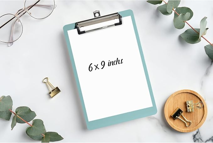 Hongri Plastic Small Clipboard, Green A5 Memo Size Clip Board | Mini Size 6 x 9 in for Students, Teacher, Women, Office & School Supplies