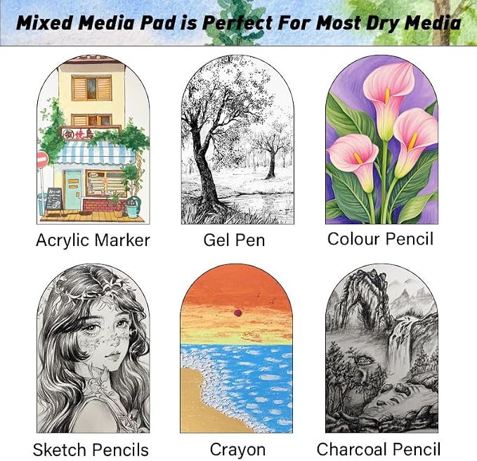 5.8" x 8.3" Mixed Media Sketch Book,Spiral Bound Hardcover Sketchbook,60 Sheets 92lb/150gsm Neutral White Acid Free Paper,Art Journal Sketchbook for Drawing Writing Sketching Illustration,Turmeric