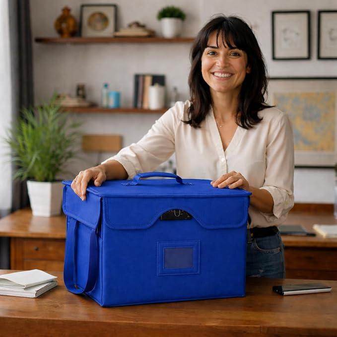 Icebox End of Life Organizer – Fire-Resistant Estate Planning & Emergency Document Storage Box – Lockable Home File Organizer for Important Documents (Blue)