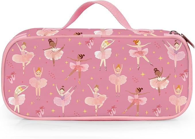 Ballet Dancer Pencil Case for Girls, Large Capacity Kids Pencil Box with Zipper, Ballet Gifts for Girls, Portable Pen Pouch Bag for Office School Travel