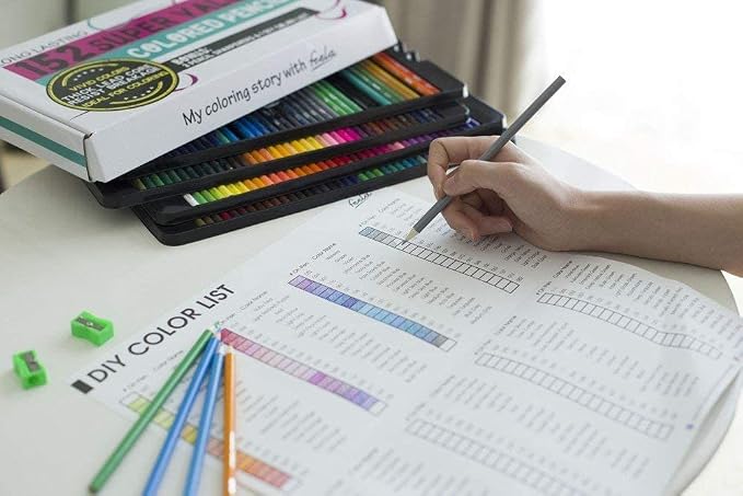 feela 152 Colored Pencils with Pencil Sharpener Premium Soft Core Colors Pencils Set for Adult Coloring Books