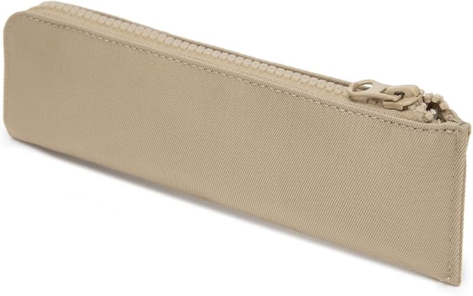 Oxford Pencil Case Slim Pencil Pouch Durable Zipper Stationery Bag Small Travel Use（Khaki/Oxford）