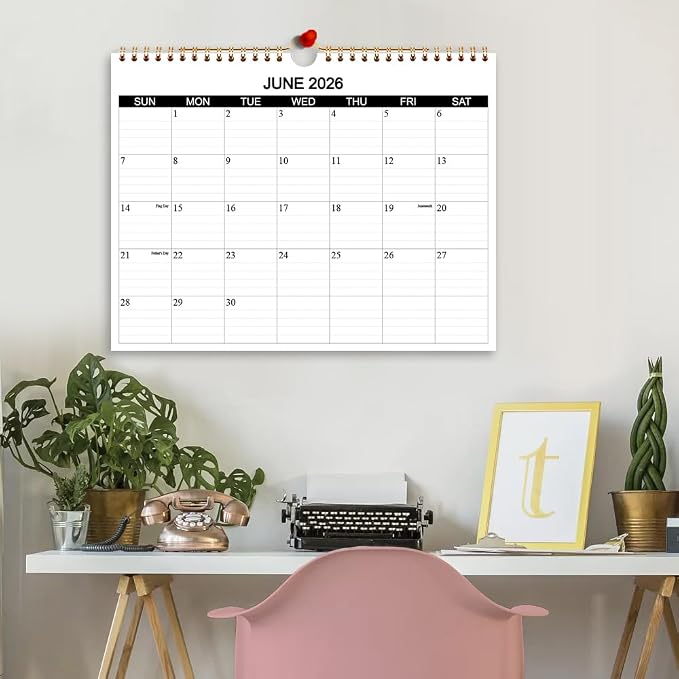 Calendar 2026-2027 - Wall Calendar 2026-2027 Runs from July 2026 to December 2027, 18 Months Calendar with Thick Paper for Planning at Home or Office, 8.5 x 11 Inch, Black