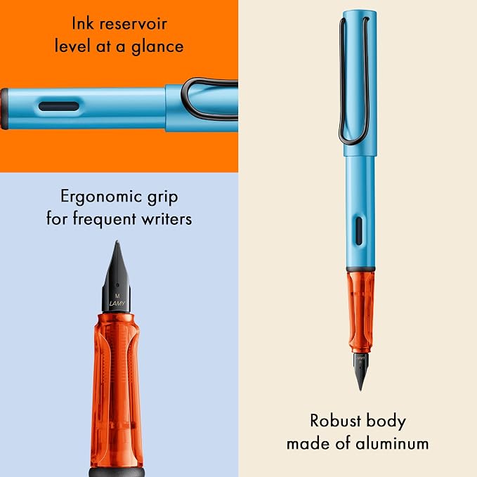 LAMY AL-star denim - Fountain Pen with ergonomic grip & polished steel nib in size M - lightweight aluminum body - including LAMY T 10 blue cartridge - Right-Handed