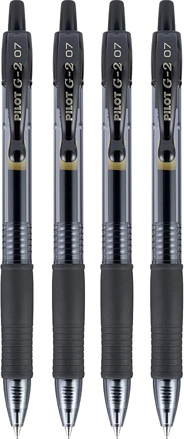 Pilot G2 Pens, Premium Refillable and Retractable Rolling Ball Gel Pens, Fine Point, 0.7mm, Black Ink, 4-Pack