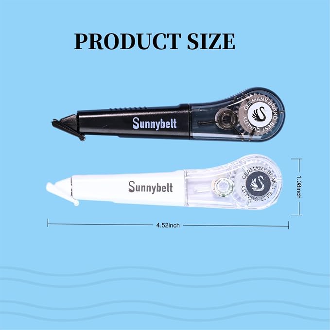 Correction Tape Pen, 10-Count Pack, 19.69ft Each, Dry Instantly, Stretch Resistant, not Easy to Break, as Smooth as Writing, Perfect for School, Office Supplies, Black White