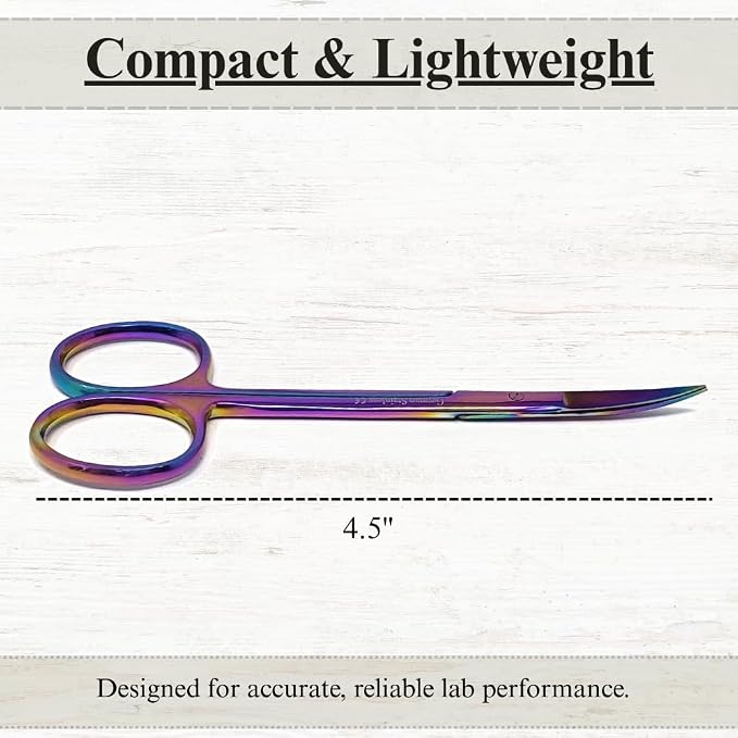 Premium Iris Scissors Micro Dissecting Scissors Curved 4.5" with Fine Sharp Blades Made of Stainless Steel Medical Surgical Tools (Multicolor)