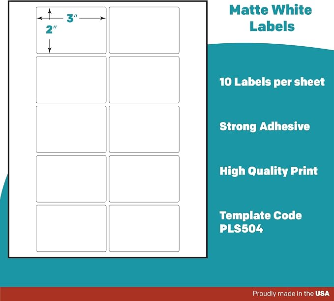 Premium Label Supply White Sticker Product/Shipping Labels – 3" x 2" – Laser/Inkjet Compatible – (10 per Sheet), 2000 Sheets – 20,000 Total Adhesive Labels