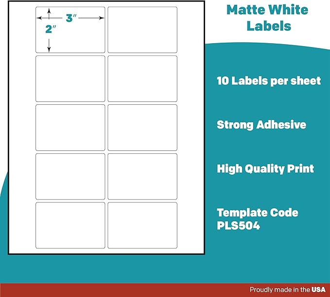 Premium Label Supply White Sticker Product/Shipping Labels – 3" x 2" – Laser/Inkjet Compatible – (10 per Sheet), 1000 Sheets – 10,000 Total Adhesive Labels