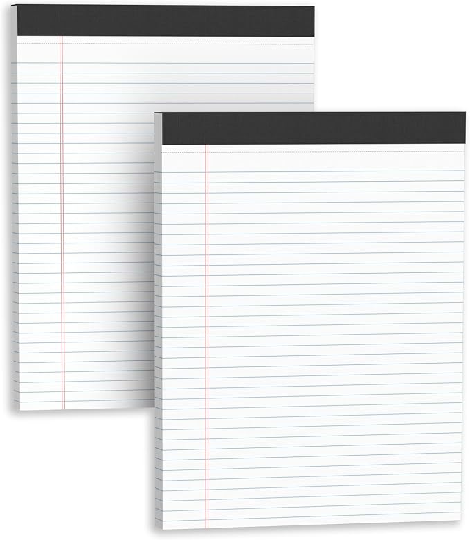 Legal Pads 8.5 X11, Narrow Ruled Notepads, 2 Pack, 50 Sheet/Pad | White Legal Pads, Tear Off Notepad, Perforated Writing Pad, Notebook Paper College Ruled, Notepads For Office Home School