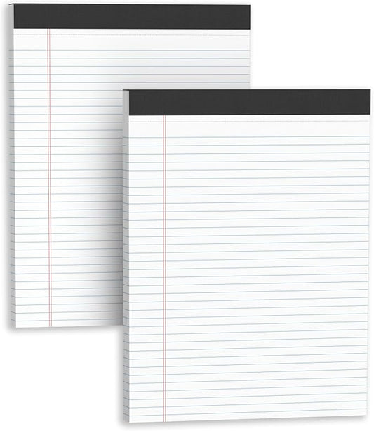 Legal Pads 8.5 X11, Narrow Ruled Notepads, 2 Pack, 50 Sheet/Pad | White Legal Pads, Tear Off Notepad, Perforated Writing Pad, Notebook Paper College Ruled, Notepads For Office Home School