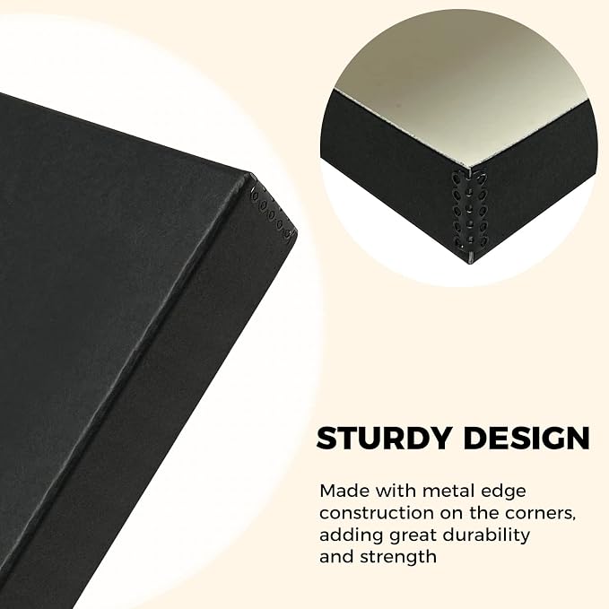 Golden State Art, Clamshell Archival Storage Box 9x12, Black, Pack of 2 | Acid-Free Photo Box with Metal Edge Corner, Preserve And Store Paper Documents Cards Prints Arts and Crafts DIY Projects