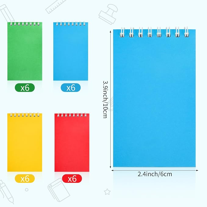 24 Packs Mini Spiral Notebooks Bulk Small Pocket Notebook Colorful Memo Pads for Work, Home, Office, School, Gifts