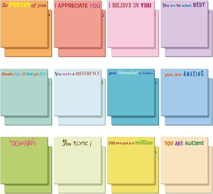 Yinder 24 Pcs Sticky Notes Gifts Bulk,Thank You,Elegant Color