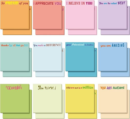 Yinder 24 Pcs Sticky Notes Gifts Bulk,Thank You,Elegant Color